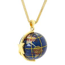 KALIFANO Multigemstone Globe Pendant with Adjustable Chain Necklace