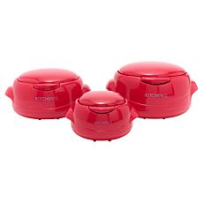 Kitchen HQ 3-pack Thermal Microwaveable Insulated Bowls w/1-Touch Lid