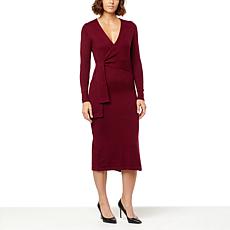 Laila Ali Faux Wrap Sweater Dress
