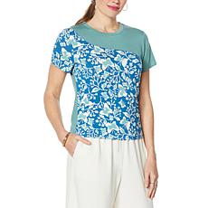Laila Ali Printed Curved Yoke Short-Sleeve Tee