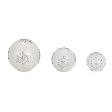 LED Frosted Snowflake Jewel Globes - 3-piece Set