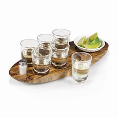 Legacy by Picnic Time Cantinero Shot Glass Set (Acacia Wood)