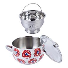 Lidia Bastianich 6.8-Quart Stainless Stockpot with Colander Insert