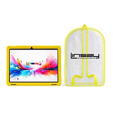 LINSAY 10.1" Octa Core 256GB Tablet with Yellow Kids Case and Backpack