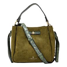 London Fog Leah Faux Suede Crossbody Shoulder Bag with Strap