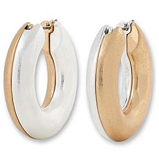 MarlaWynne 2-Tone Goldtone and Silvertone Hoop Earrings