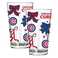 Memory Company 2-pack MLB 16oz Bow Pint Glasses, Chicago Cubs