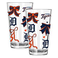 Memory Company 2-pack MLB 16oz Bow Pint Glasses, Detroit Tigers