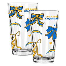 Memory Company 2-pack NFL 16oz Bow Pint Glasses, Los Angeles Chargers