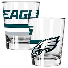 Memory Company Big Stripes Philly Eagles 2pk 15oz Dbl Old Fashion