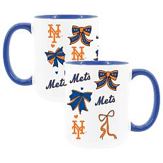 Memory Company Mets 2pk 15oz Bow Coffee Mug