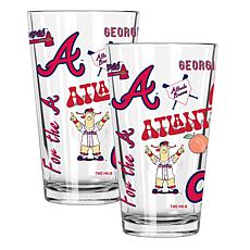 Memory Company MLB Braves 16-oz Stainless Steel Pint Glasses 2-Pack