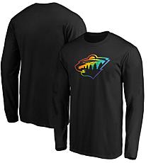 Men's Fanatics Black Minnesota Wild Team Pride Logo Long Sleeve T-S...