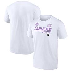 Men's Fanatics White Vancouver Canucks NHL Hockey Fights Cancer T-S...