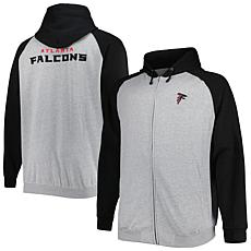 Men's Heather Gray Atlanta Falcons Big & Tall Fleece Raglan Full-Zi...