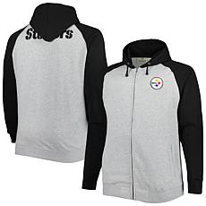 Men's Heather Gray Pittsburgh Steelers Big & Tall Fleece Raglan Ful...