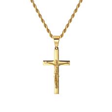 Men's Stainless Steel Crucifix Pendant with Chain Necklace