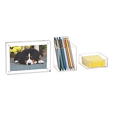 Mind Reader 3 Piece Desk Organizer Acrylic Clear