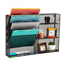 Mind Reader 4 Tier Wall Mount Vertical File Storage and Shelves