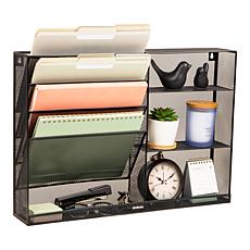 Mind Reader 4 Tier Wall Mount Vertical File Storage and Shelves
