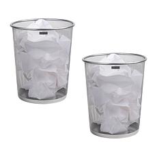 Mind Reader Round Metal Mesh Trash Waste Paper Basket Set of 2