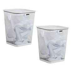 Mind Reader Square Mesh Trash Can Waste Paper Basket Set of 2