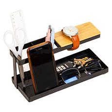 Mind Reader Tower Deskbar Organizer with Wood Platform