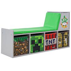 Minecraft: Storage Bench - Wooden Storage w/ Cushioned Reading Shelf