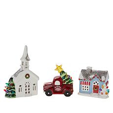 Mr. Christmas Nostalgic Ceramic Village - Set of 3
