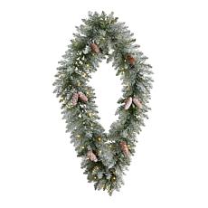 Nearly Natural 3' Geometric Frosted Wreath with Pinecones & 50 Lights
