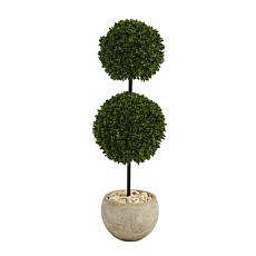 Nearly Natural 45” Boxwood Artificial Topiary Sand Planter UVResistant