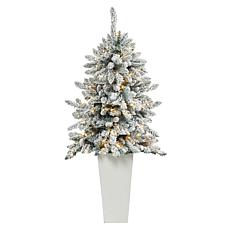 Nearly Natural 4.5 Ft. Flocked Christmas Tree with 150 LED Lights