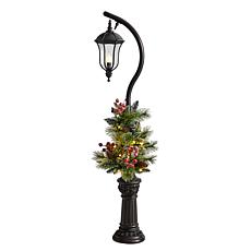 Nearly Natural 5 Ft. Holiday Decorated Lamp Post with 30 LED