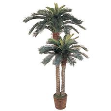 Nearly Natural 6' and 4' Double Potted Sago Palm Silk Tree