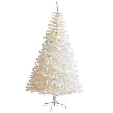 Nearly Natural 7' White Christmas Tree with 350 Clear LED Lights