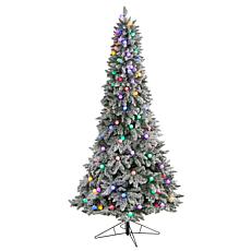Nearly Natural 8.5' Flocked Mountain Fir Tree with 120 Lights