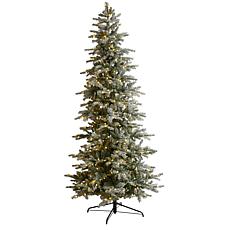 Nearly Natural 8.5 Ft. Slim Flocked Spruce Tree with 500 LED Lights