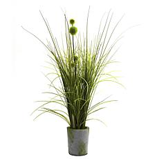 Nearly Natural Grass and Dandelion with Cement Planter