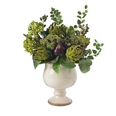Nearly Natural Silk Artichoke and Hydrangea Arrangement