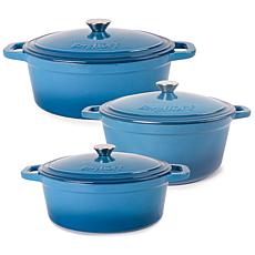 Neo 6-piece Cast Iron Dutch Oven Set with Lids, Blue