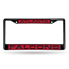 NFL Black Laser-Cut Chrome License Plate Frame -Falcons