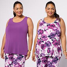 Nina Leonard 2-pack Jersey Knit Scoop-Neck Tanks