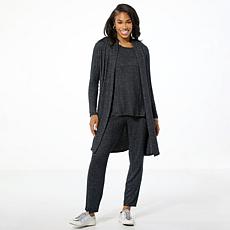 Nina Leonard 3-piece Shawl Cardigan Tank and Pant Set