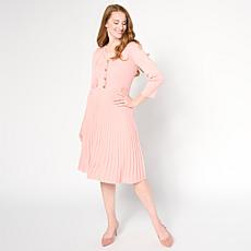 Nina Leonard 3/4-Sleeve Fit-and-Flare Sweater Dress