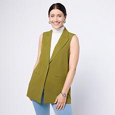 Nina Leonard Collared Vest with Pockets