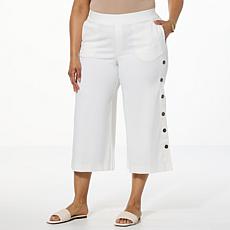 Nina Leonard Culotte Pant with Side Panel Button Detail