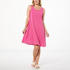 Nina Leonard Eyelet Knit Sleeveless Trapeze Dress