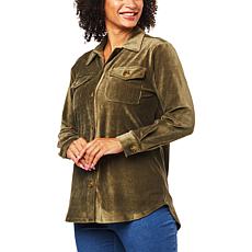 Nina Leonard Long-Sleeve Corduroy Shacket