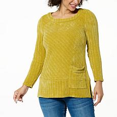 Nina Leonard Ribbed Chenille Tunic with Side Pocket