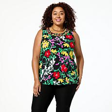 Nina Leonard Sleeveless Float Top with Cutout X-Detail Neck